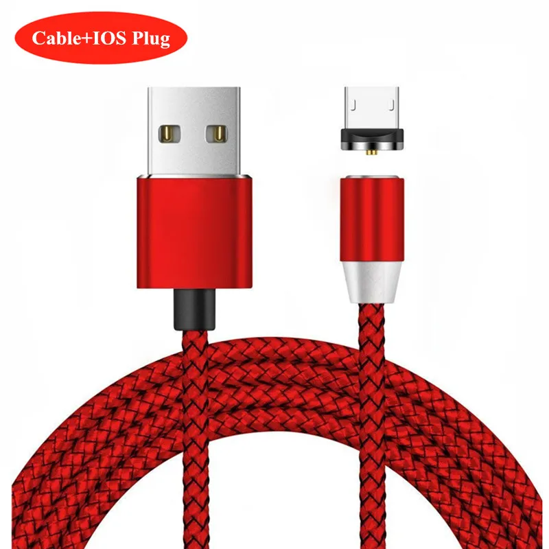 Red IOS Cable НИСИ 1 м 5 В/2,1 а светодиодный магнитный usb-кабель для зарядки iPhone, samsung, Xiaomi, huawei type C/Micro usb/IOS, кабель для быстрой зарядки - Цвет: Red IOS Cable