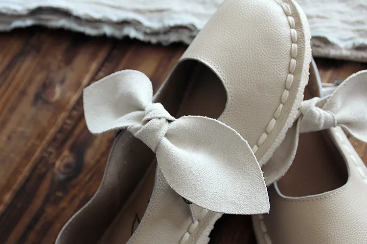 Careaymade-Genuine leather shoes,Sweet bow knot literature and art super soft sole women's single shoes,pure handmade shoes