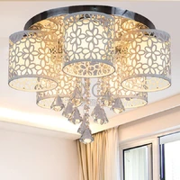 fashion crystal ceiling lamp led hollow circular crystal flowers to warm the bedroom living room ceiling light