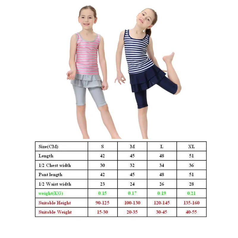 Мусульманская одежда для купания девочек топы без рукавов + шорты в стиле рубашки