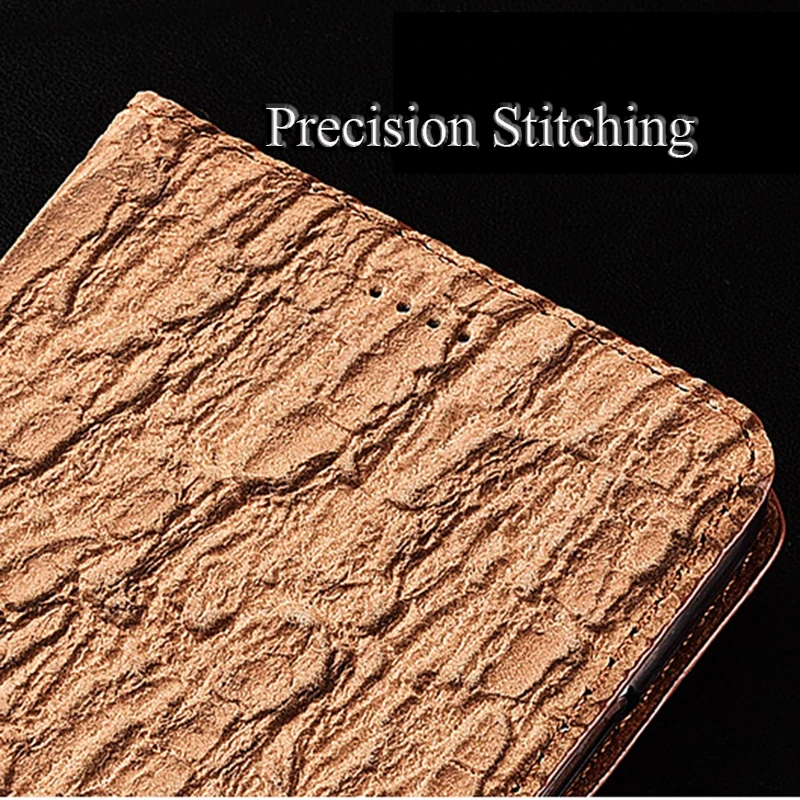 

Tree Texture Genuine Leather Magnetic Phone Case For Xiaomi Redmi 4 4A 4X 5 5A 6 6A 7 Pro Plus Flip Stand Case Cover