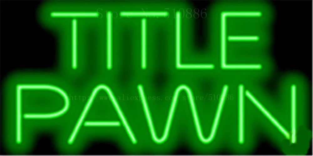 17*14 &quotTitle Pawn неоновая вывеска настоящий стеклянный пивной бар светильник для