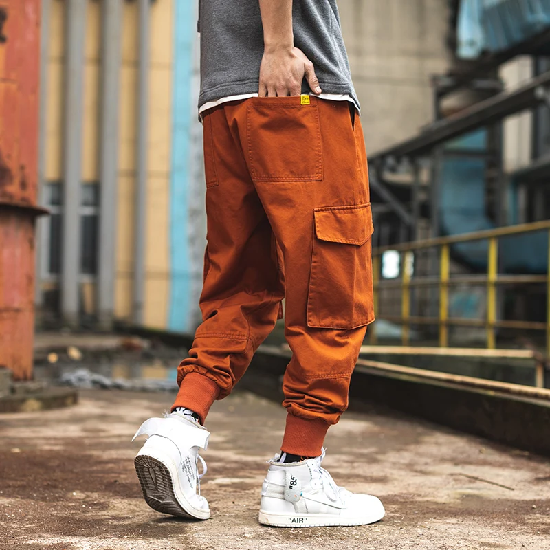 Брюки-карго для мужчин уличные свободные брюки с несколькими карманами в стиле