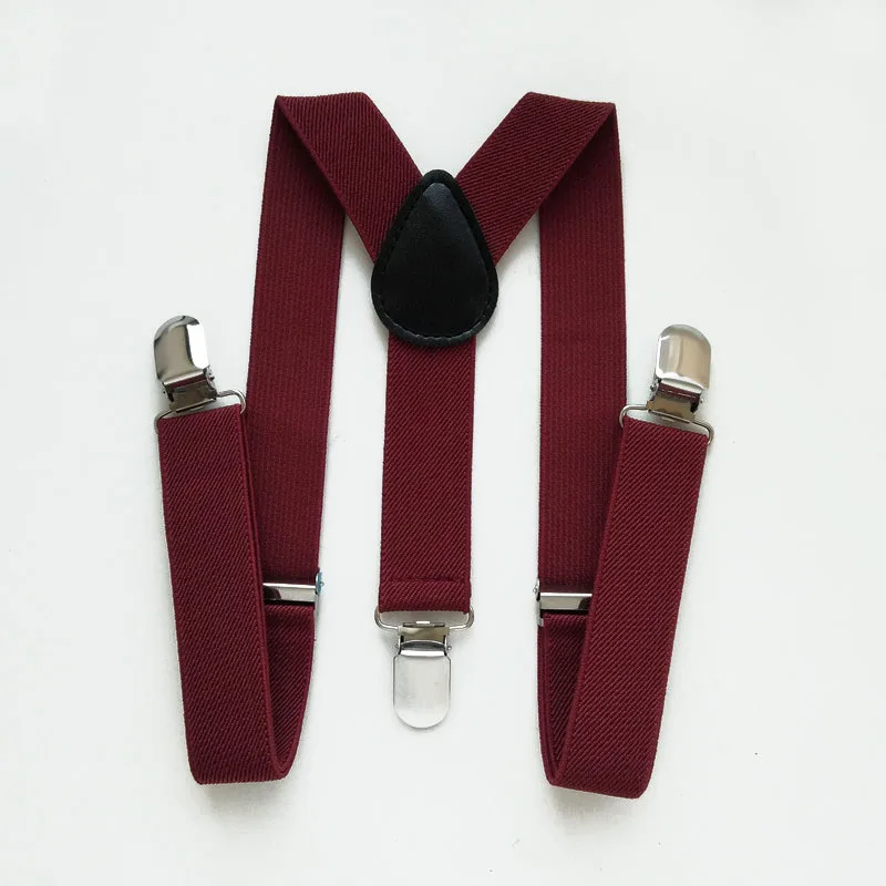 Wine Red Эластичные подтяжки для маленьких мальчиков и девочек с y-образной застежкой на спине; однотонные Детские подтяжки; детская одежда; аксессуары; BD001-S - Цвет: Wine Red