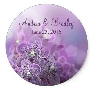 

1.5inch Purple Orchid Flower Personalized Wedding Classic Round Sticker