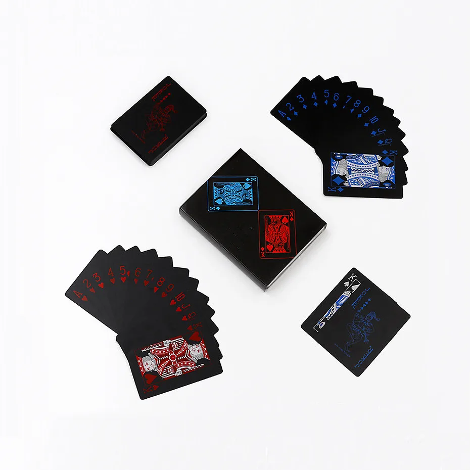 2 компл./лот Водонепроницаемый Пластик ПВХ черный игральных карт красные синие