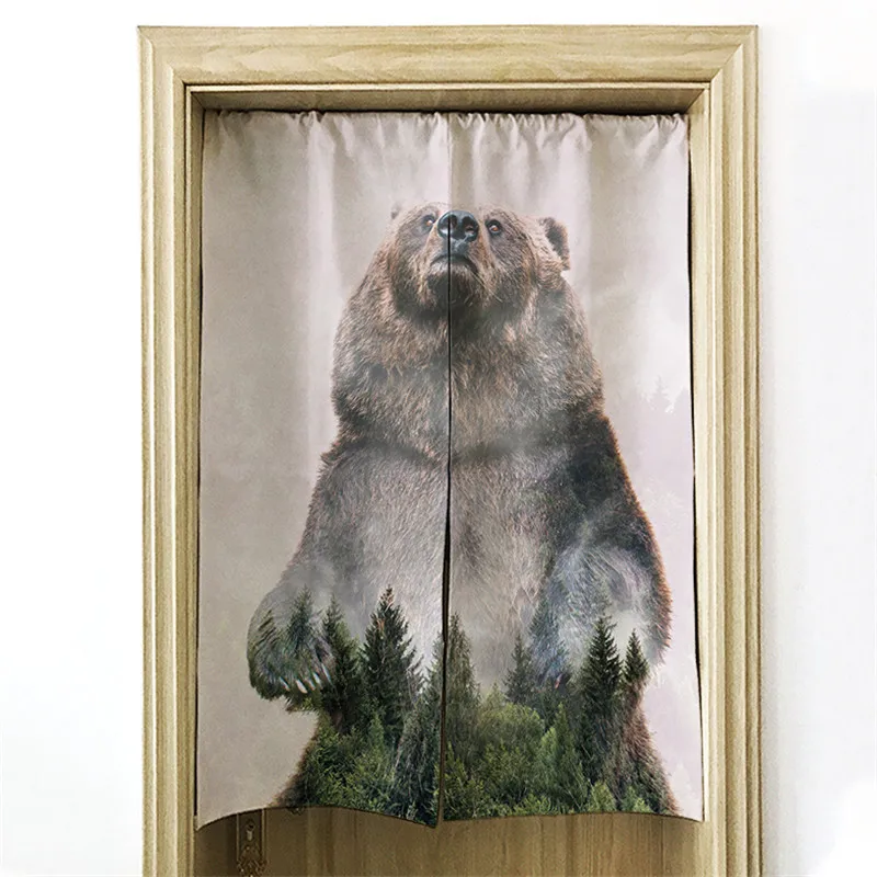 Украшенные Мультяшные акварельные животные напечатанные двери шторы для
