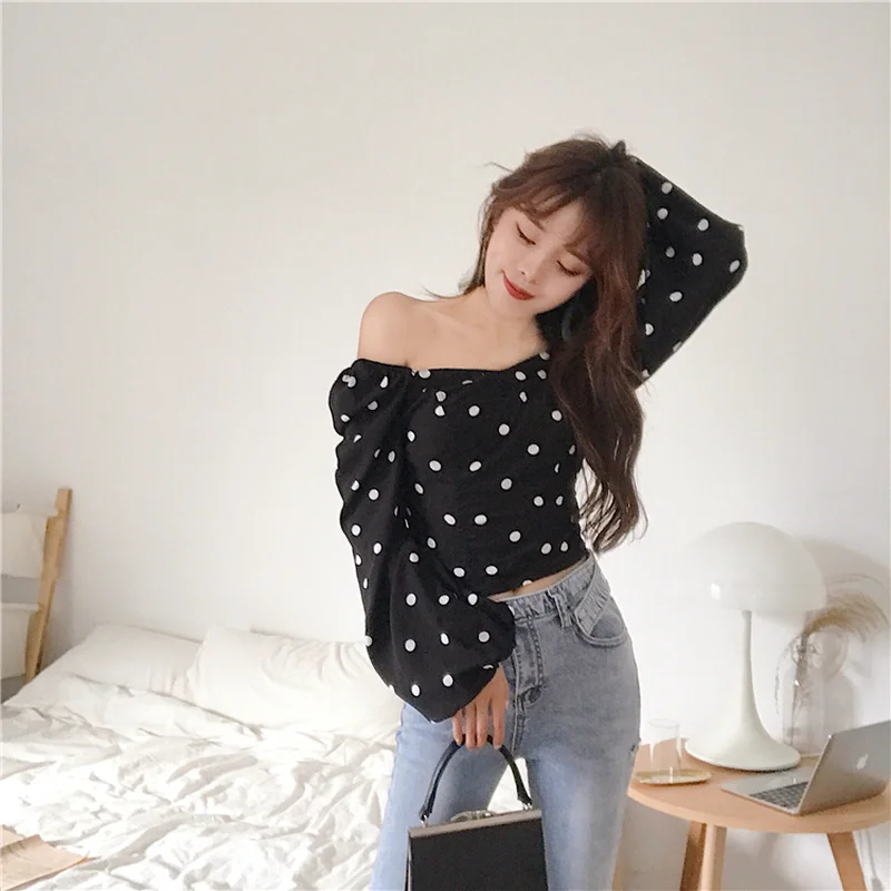 Винтажный милый стиль осень 2020 новая мода Длинные Пышные Рукава одноцветные