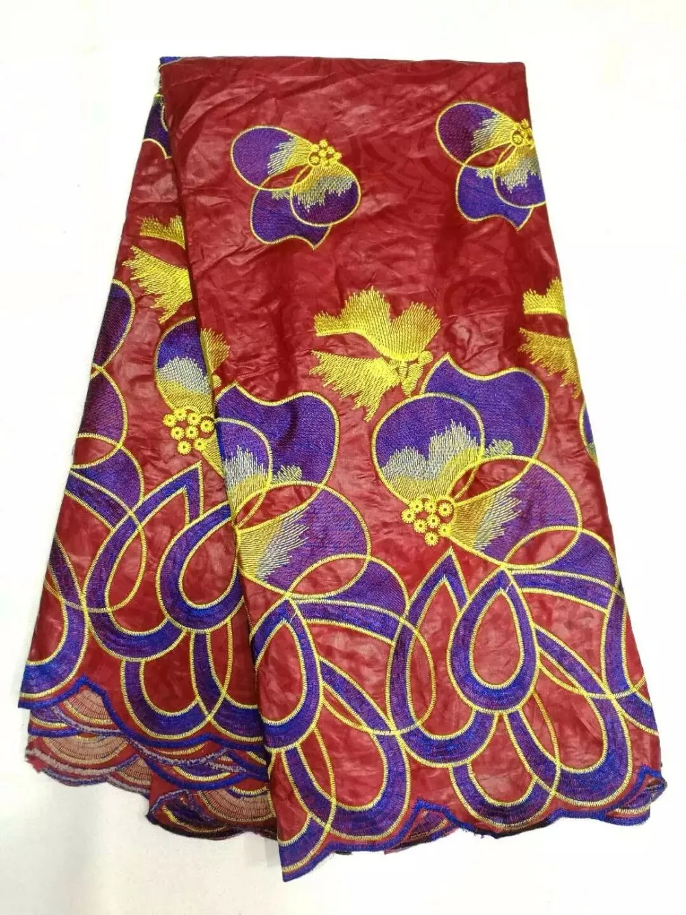 Фиолетовый Цвет Базен Riche кружева 5 Ярдов/мешок Австрия Качество Гвинея Парчи