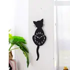 Акриловые креативные настенные 3d-часы сделай сам с милым котом из мультфильма, домашний декор, часы, путь движения хвостом, тишина m17 30 +