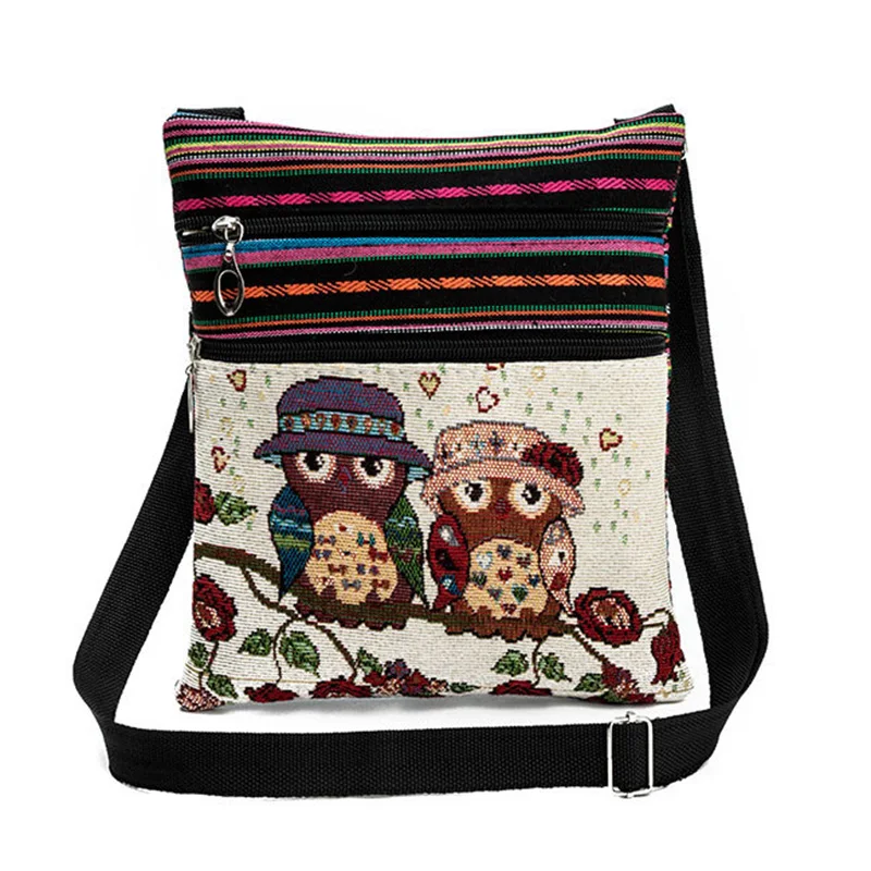 

ZHIERNA Lady's Messenger Handbag Women's Bag with Owl Pattern High Quality Canvas Bag Suitable For Shopping And Dating Pack