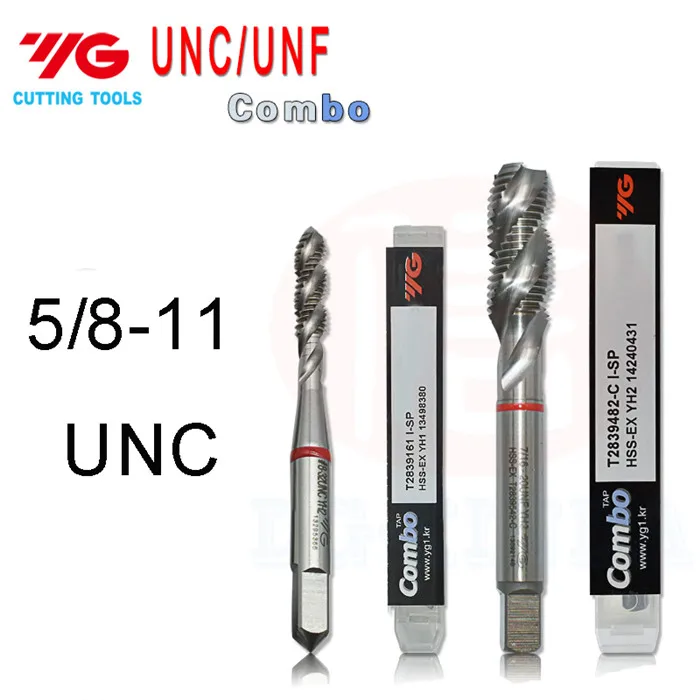 5 8-11 UNC YG-COMBO T2839 1/2 1/4 3/4 3/8 5/8 5/16 5 6 7/8 13 20 16 24 28 UNF UNC Спираль Флейта Tap режущие инструменты краны - Цвет: 5 8-11 UNC