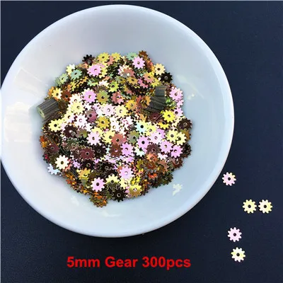 5mm Gear 10 г/упак. смешанные цветы сливы Шестерня квадратная форма клевера свободная тесьма с пайетками для шитья свадьбы ремесло Женская одежда Аксессуары - Цвет: 5mm Gear