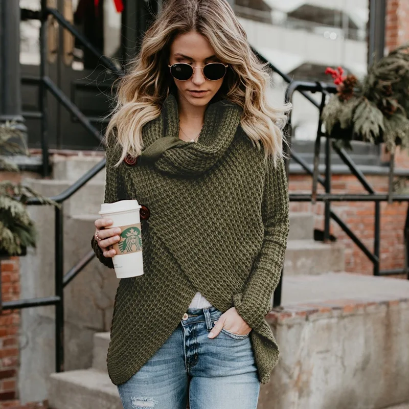Women Sweater Knitted Pullovers Long Sleeve Turtleneck Solid Knit Top Christmas Pullover Tops Winter Clothes | Женская одежда
