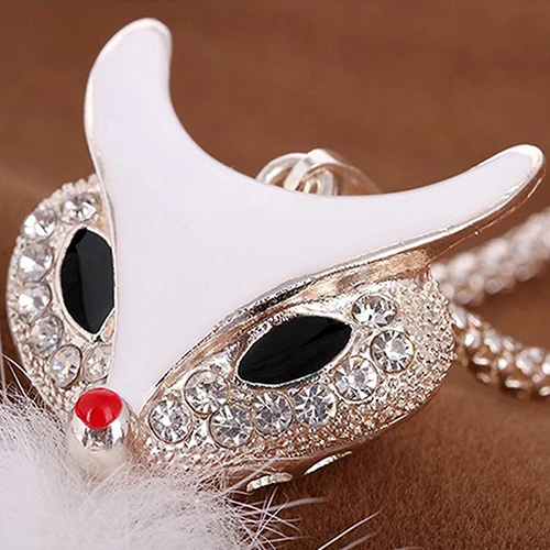 Bluelans/одежда с модным рисунком лисы Кулон Стразы инкрустированные мехом длинное