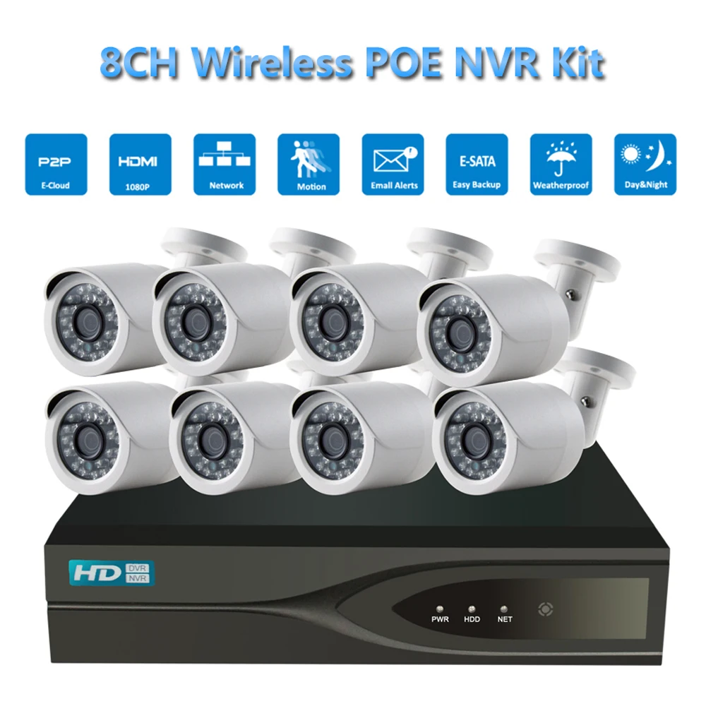 Беспроводная система наружного видеонаблюдения PUAroom Best 8CH HD 1080P H.264 onvif|Камеры