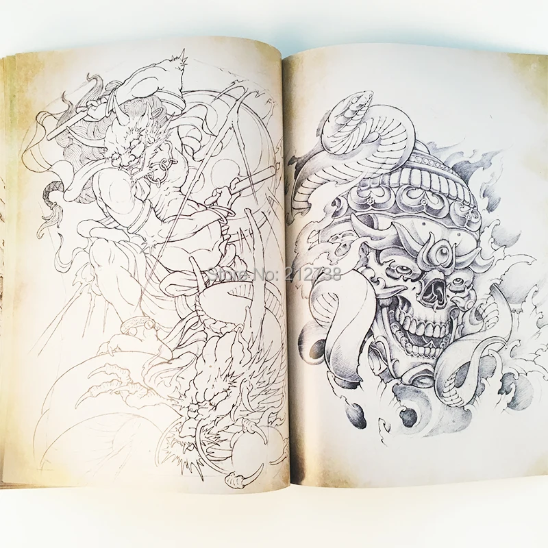 Новейшая японская традиционная TOP-Tattoo-Flash-Book-Buddha-Ganesh-KOI-Hannya A4 43 страницы