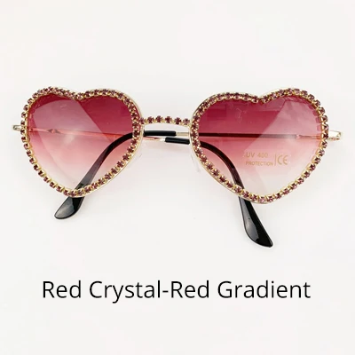 Red Crystal-Red Ralferty шикарные хрустальные Солнцезащитные очки женские брендовые дизайнерские солнцезащитные очки в форме сердца женские градиентные солнцезащитные очки с разноцветными линзами G1712 - Цвет линз: Red Crystal-Red
