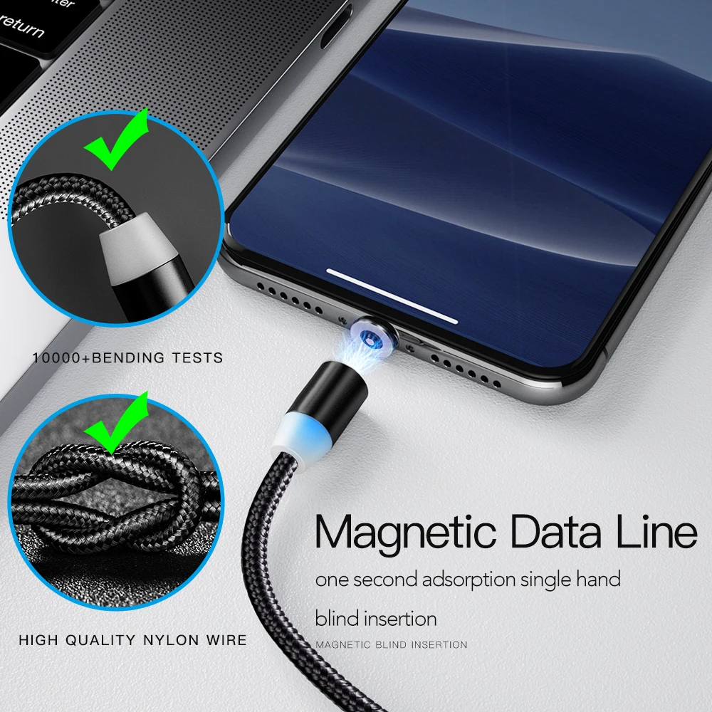 Магнитный USB кабель для быстрой зарядки iPhone XR XS MAX X 8 7 6S Plus 2 м|Зарядные устройства