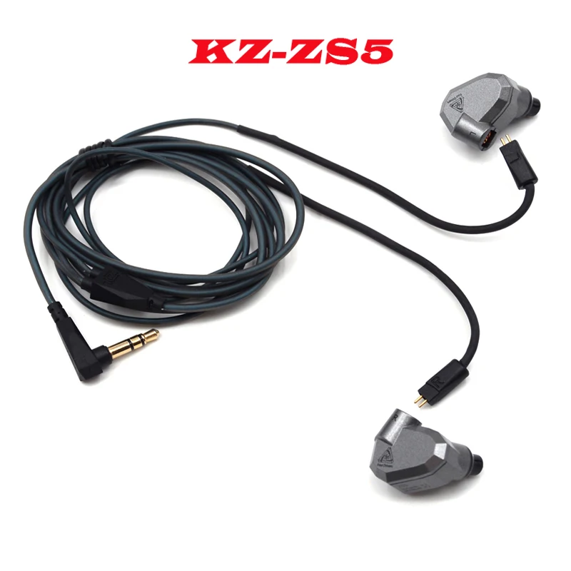 Наушники вкладыши KZ ZS5 2DD + 2BA Hybrid Quad Driver наушники HIFI монитор DJ шумоизолирующие