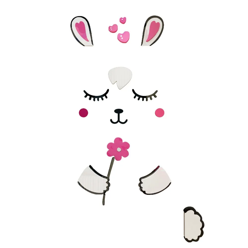 Милые наклейки на дверь с рисунком кролика для детской комнаты 3D акриловые