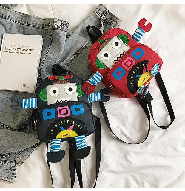 Модный Забавный индивидуальный рюкзак Ins для роботов маленький мальчиков и