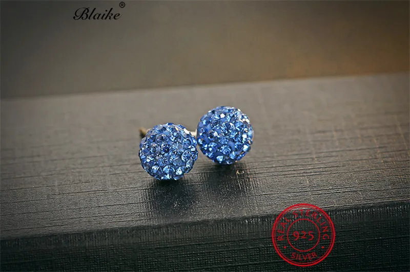 Женские круглые серьги гвоздики со стразами из серебра 925 пробы|Серьги-гвоздики| |