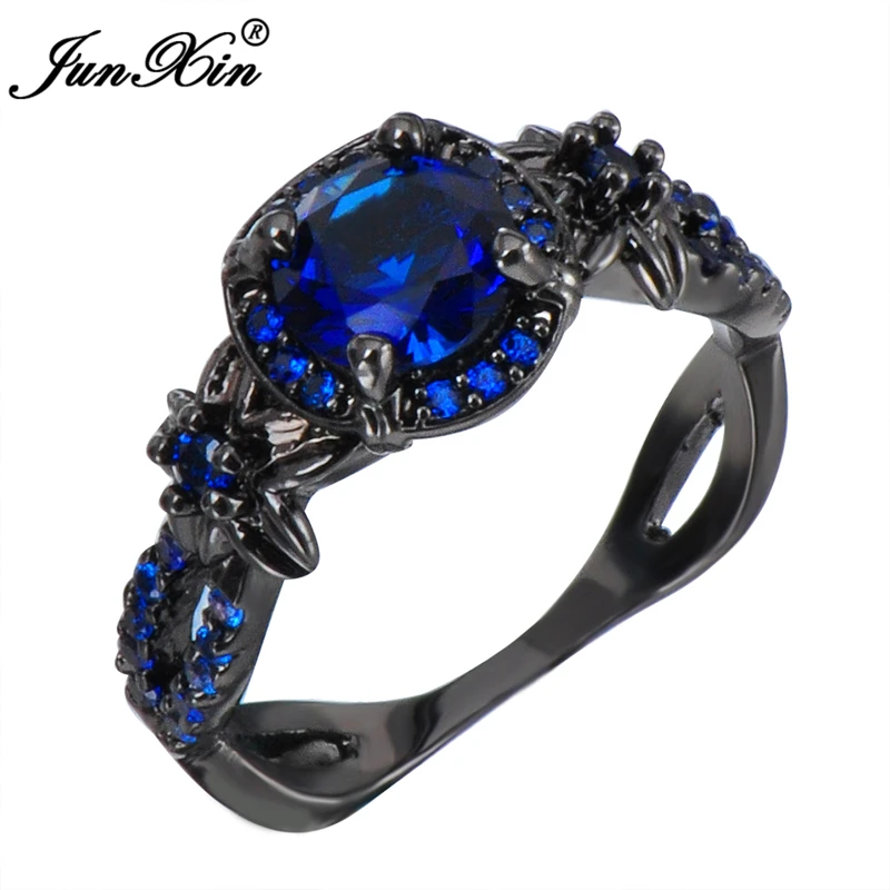 Мужские и женские свадебные кольца JUNXIN вечерние черного золотого цвета с