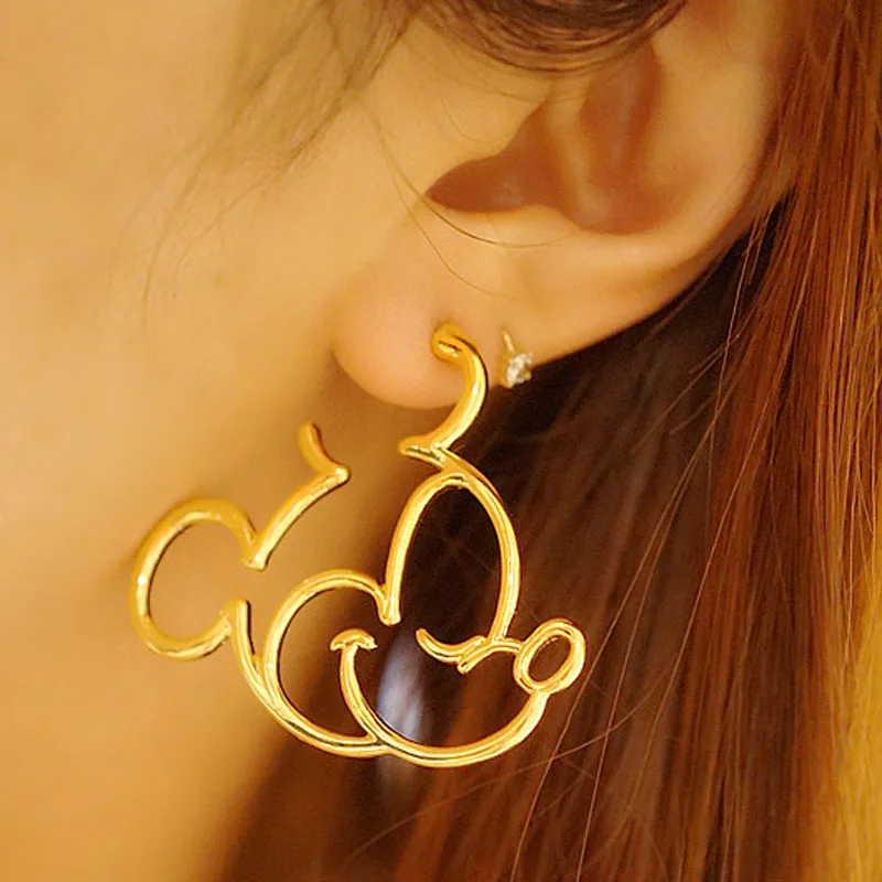 1 пара Европейский Забавный милые детски сплав Мышь себе Хооп Серьги для Для