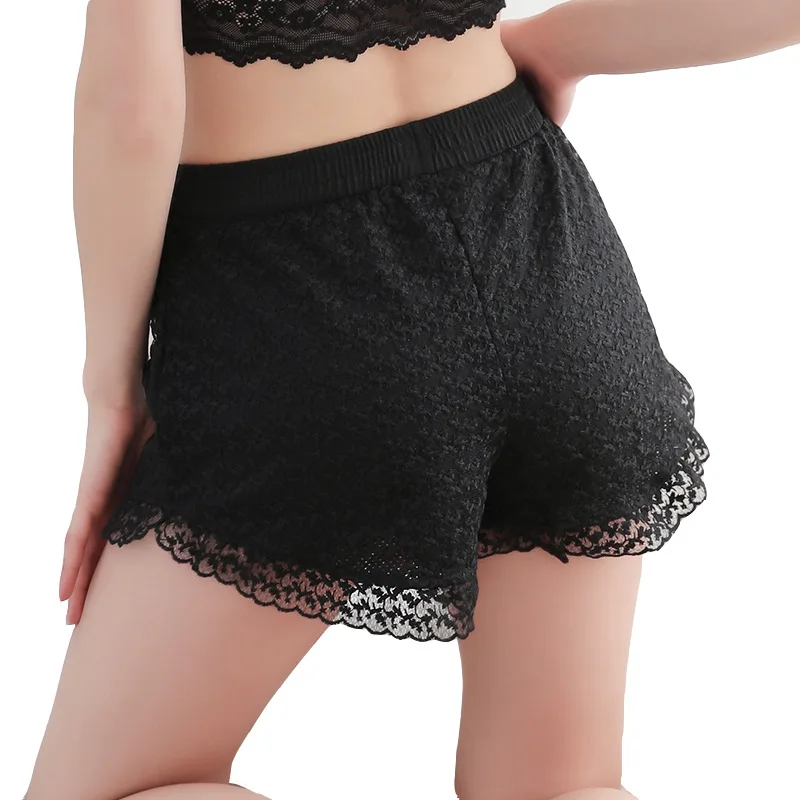 New Sexy Eyelash Lace Safety Pants Anti Emptied Three-point Fashion Silk Outer Wear Female Women Summer | Женская одежда