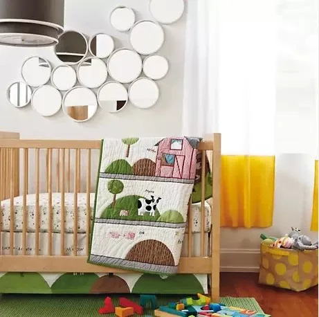 100% хлопок белый и желтый Прекрасный полоса занавес для детской комнаты детская