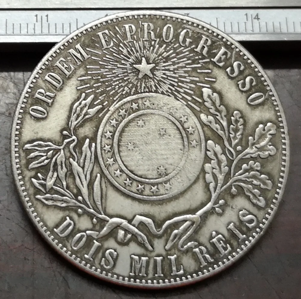 1891 бразильская 2000 Серебряная копия монеты | Дом и сад