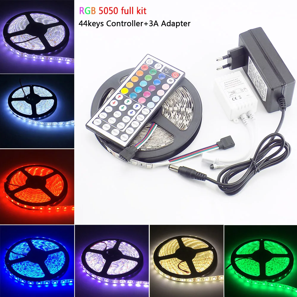 SMD 5050 Светодиодная лента 5 м RGB Водонепроницаемые гибкие светодиодные ленты 12 В