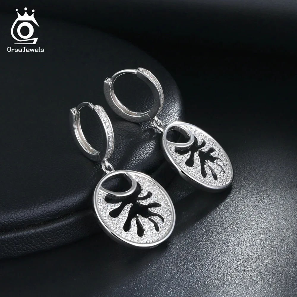 ORSA JEWELS, настоящие висячие серьги из серебра 925 пробы для женщин, полые резные серьги в форме Ловца снов, SE127