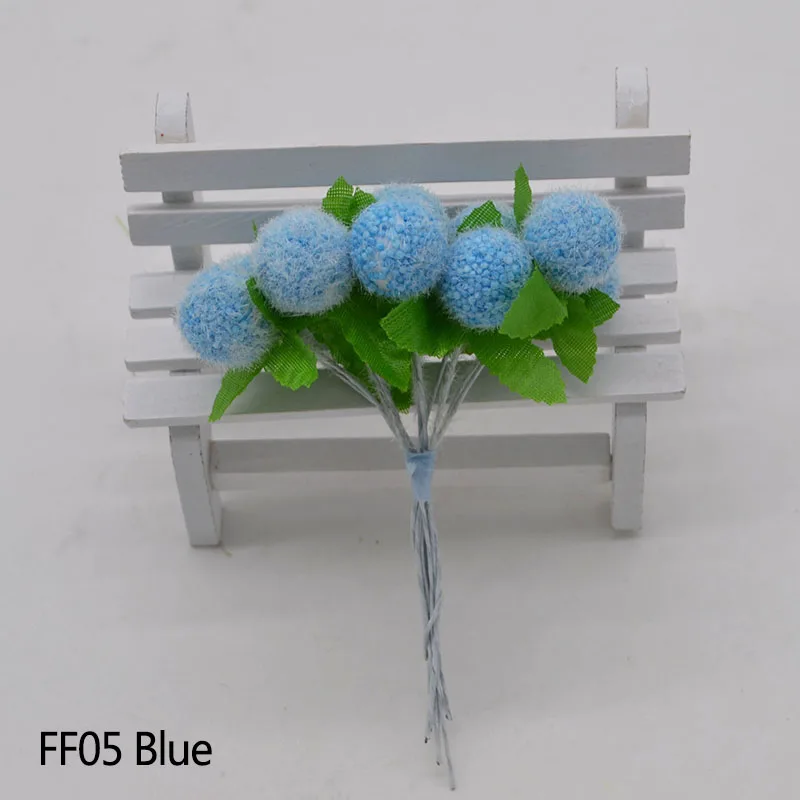 FF05 blue 50 шт 2 см Искусственный букет с тычинками помпон-цветок шар Скрапбукинг венок Сделай Сам ручной работы свадебные украшения вечерние поставки - Цвет: FF05 blue