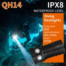Светодиодный фонарик для подводной съемки 80 м водостойкий IPX8