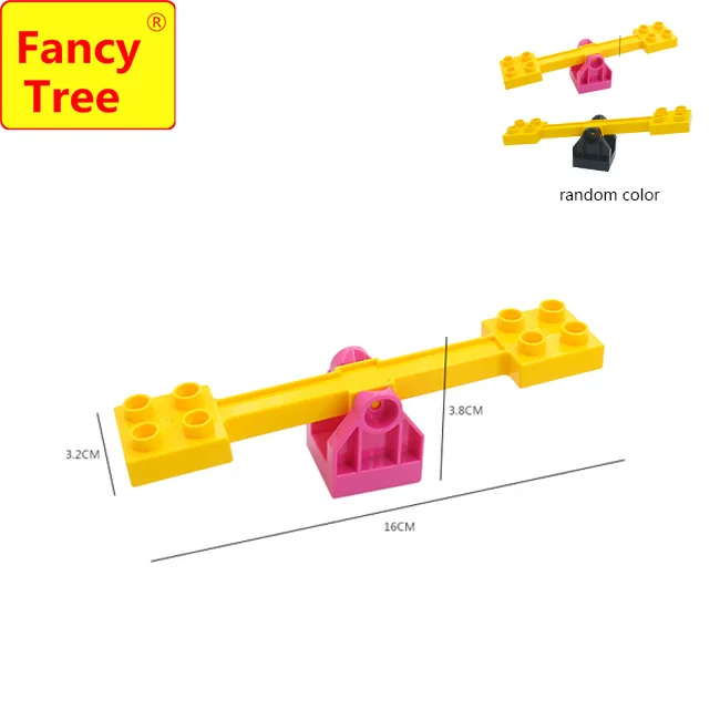 Совместим с Duplo DIY блоки слайд-лестница колесо обозрения качели зонтик Творческие строительные блоки образовательные игрушки - Цвет: seesaw