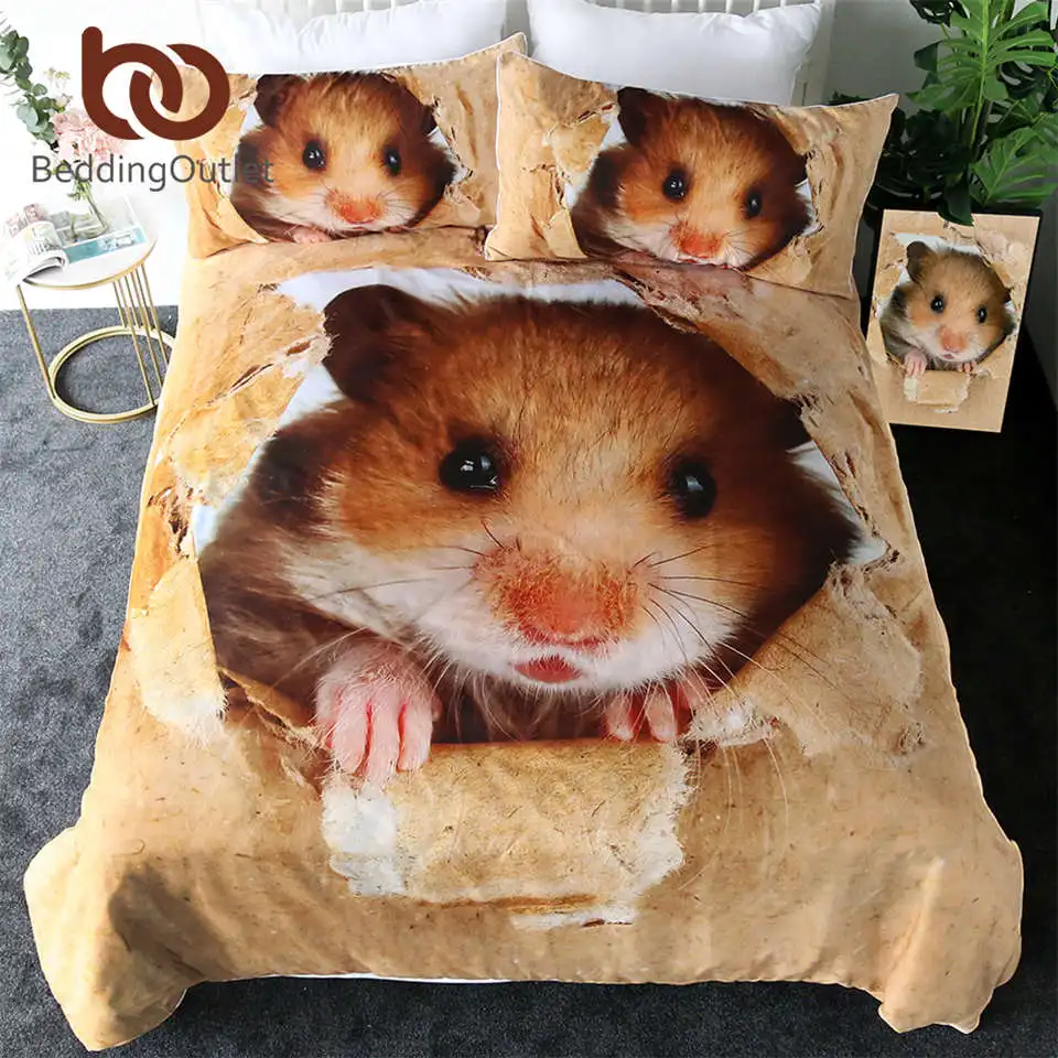 Постельные принадлежности Outlet хомяк постельное белье Papery пододеяльник с рисунком 3D Яркий коричневый мышь милые дети домашний текстиль 3 шт
