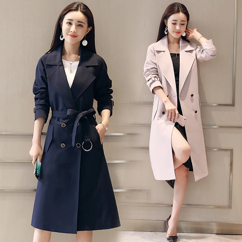 

Windbreaker female long section Korean version 2019 autumn new fashion slim slimming dignified atmosphere coat autumn coat Ms