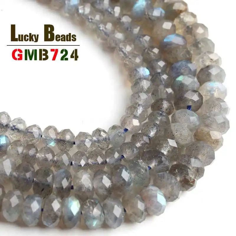 

Natural Faceted Labradorite Stone Beads Round Loose Spacer Beads For Jewelry DIY Making Bracelet Necklace 3*5mm/4*7mm 15 Inches