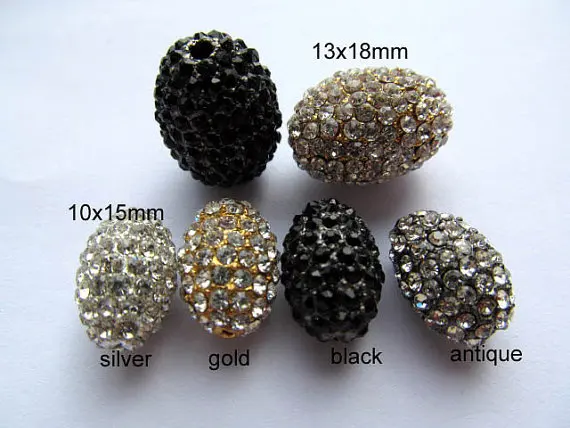 high quality metal &amp czech rhinestone spacer barrel rice egg silver antique gold black mixed jewelry finding 8x12mm 50pcs | Украшения и