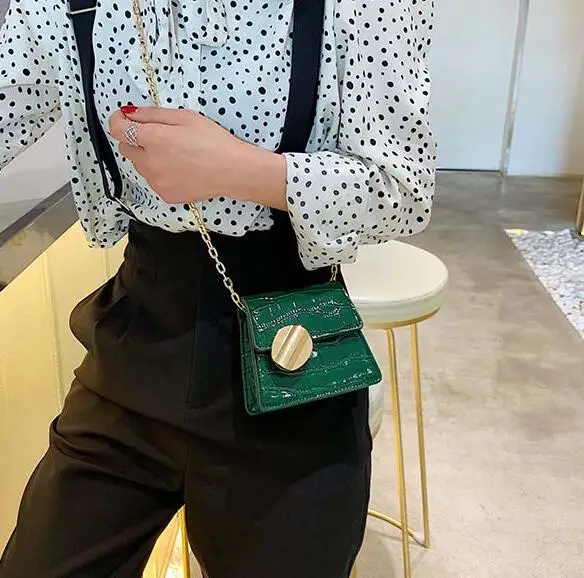 Dark green Small Elegant Female Stone pattern Tote bag New Quality PU Leather Women's Designer Handbag Lock Chain Shoulder Messenger Bag - Цвет: Dark green Small