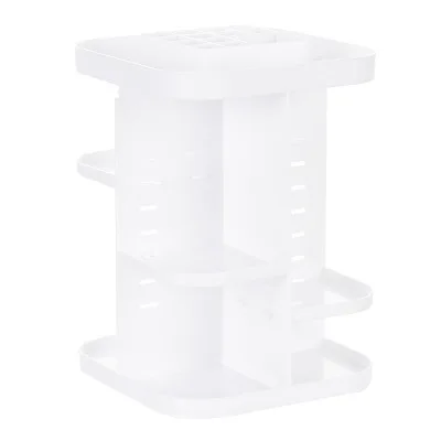 white b 360-degree Rotating Makeup Organizer cosmetic Display Case round jewelry storage rack box Adjustable Cosmetic Storage Rack - Цвет: white b