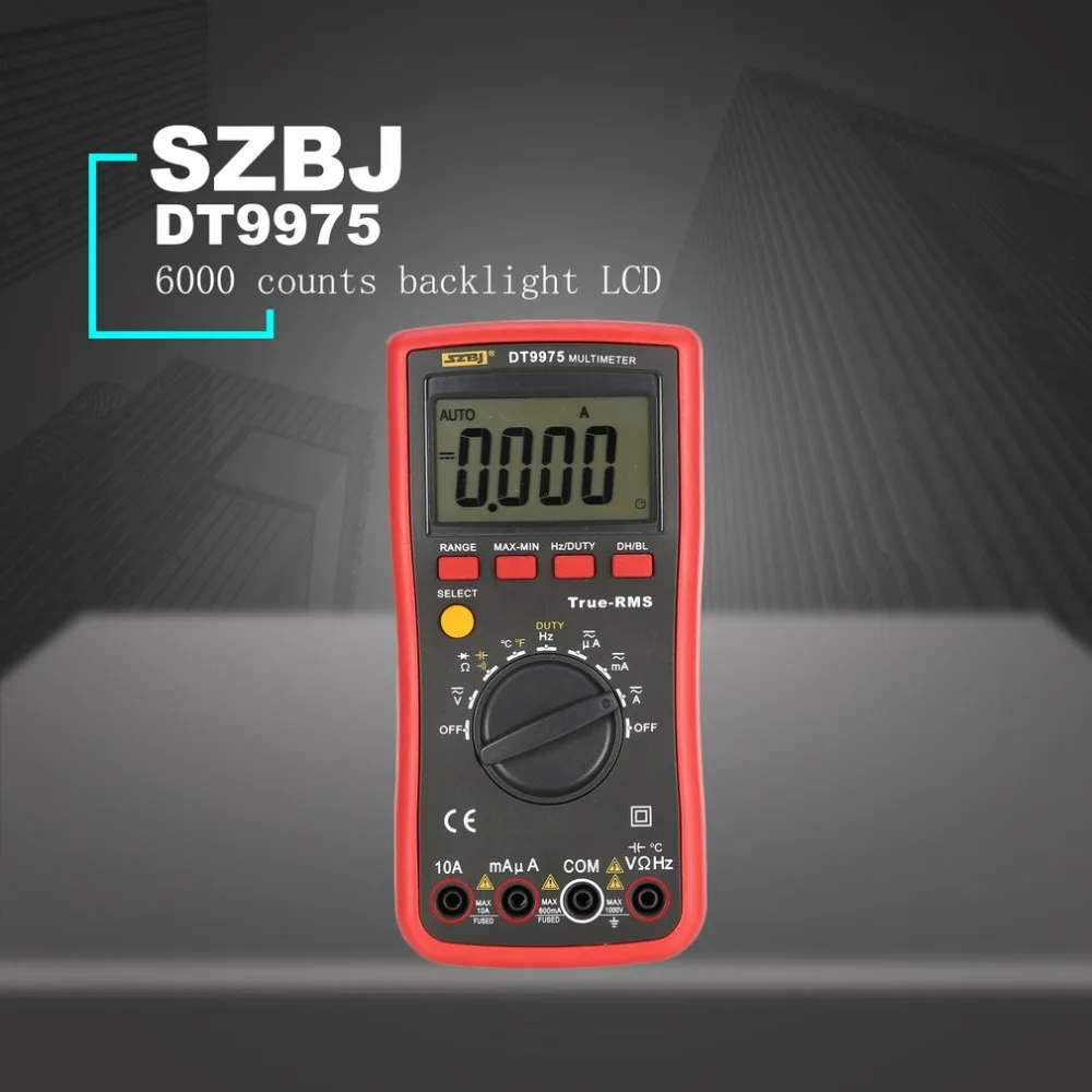 SZBJ DT9975 Цифровой мультиметр DC/AC напряжение измеритель тока портативный Вольтметр