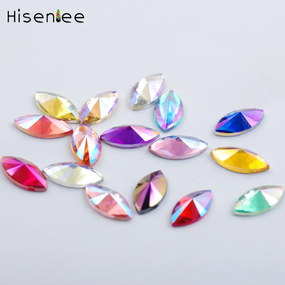 MIX COLORS 5*10 мм 200 шт конский глаз хрустальные AB Стразы аппликация с плоской задней поверхностью из смолы Кристалл Стразы не сшитый камень для рукоделия - Цвет: MIX COLORS