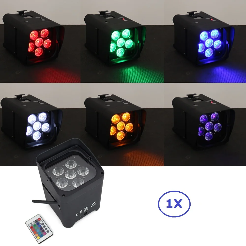 6X18W RGBWY + Ультрафиолетовый светодиодный аккумулятор беспроводной DMX и ИК пульт