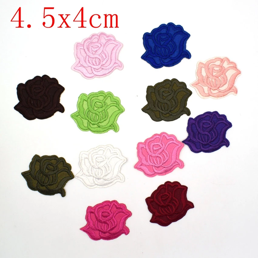 10 шт Красочные смешанные нашивки в виде цветков розы для одежды утюжок на патчи