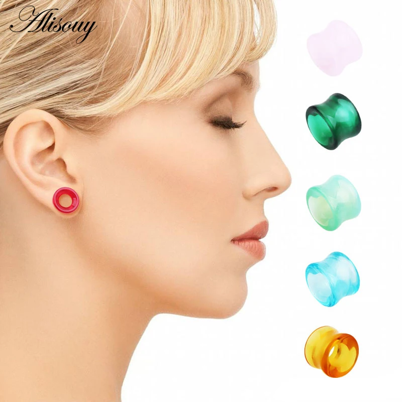 Каменные Туннели для ушей 2 шт. смешанные стили полые двойные расклешенные Для