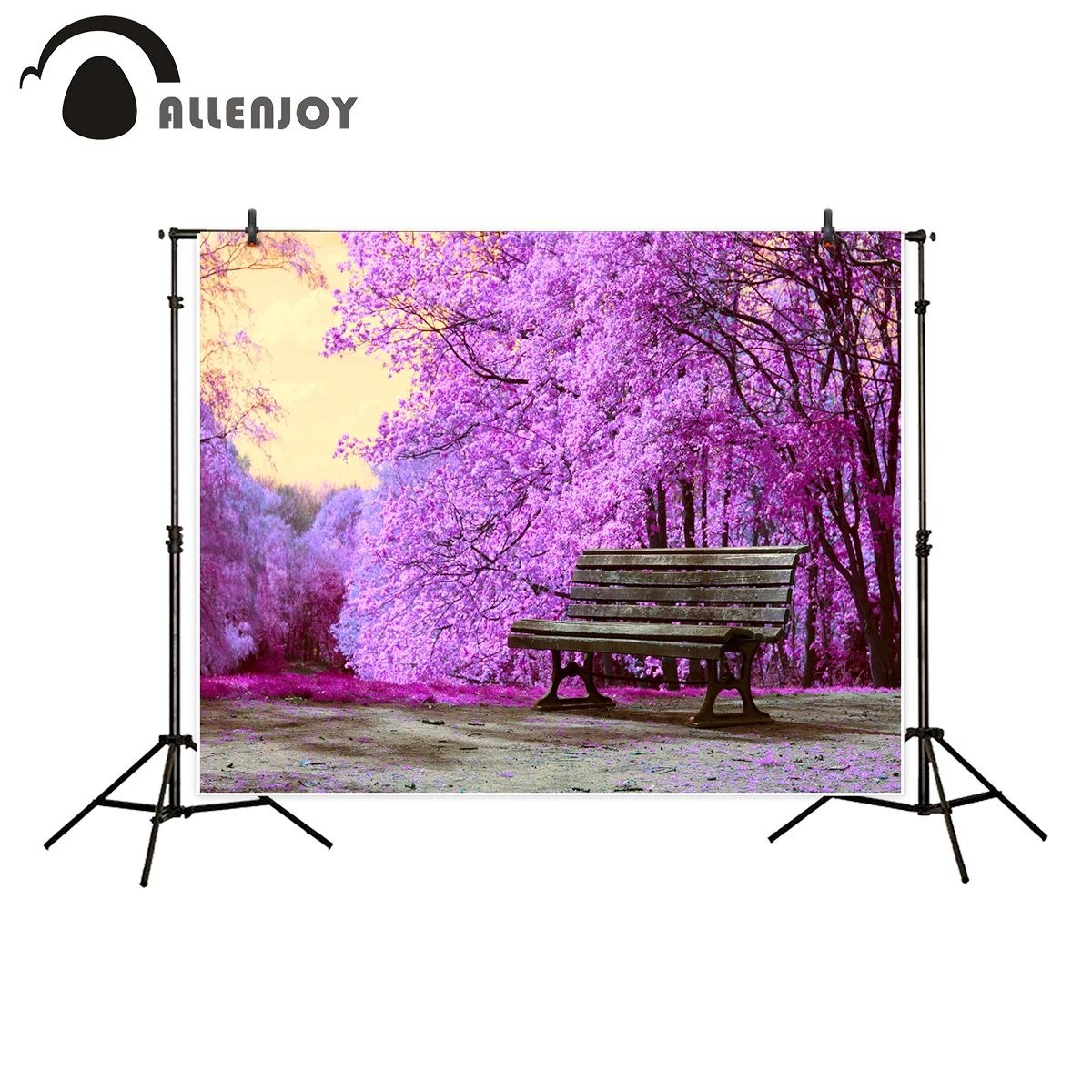 Allenjoy Фон фотографии фантастический с фиолетовым лесом Парковая скамейка