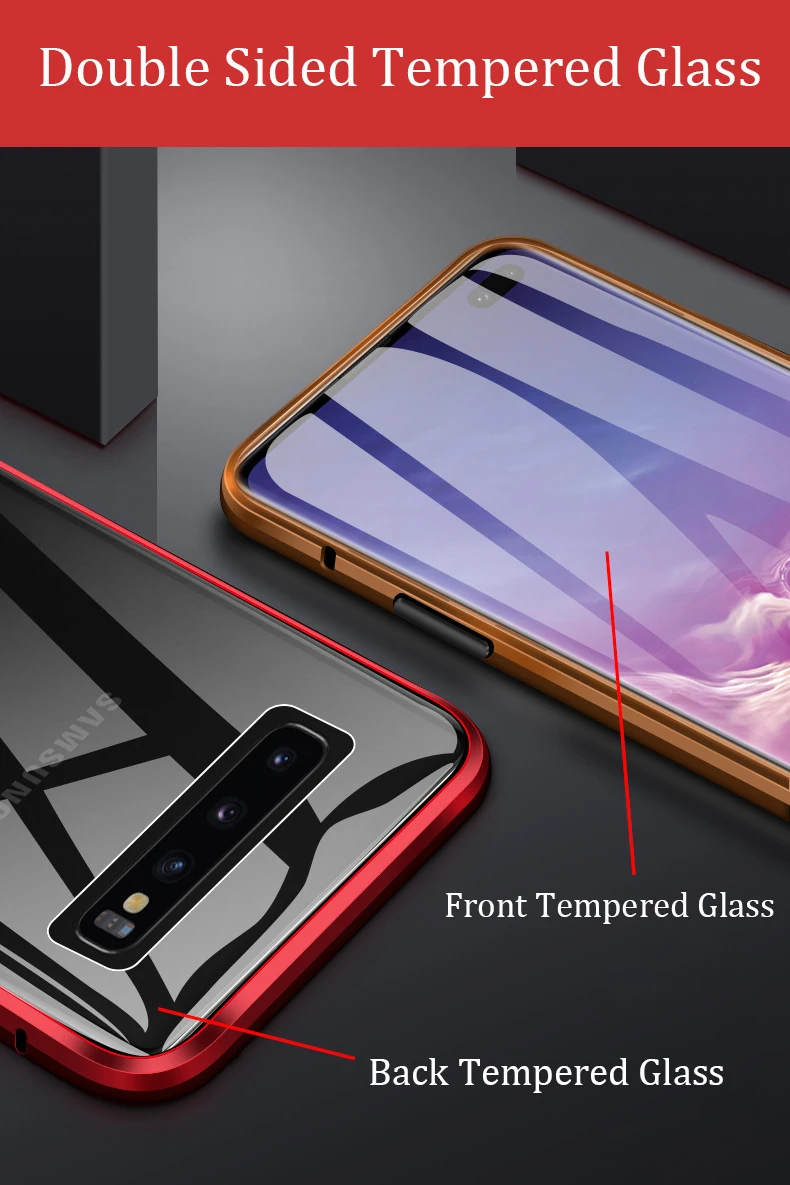 360 двусторонний полное покрытие Магнитный чехол для samsung A50 чехол с уровнем твердости 9H закаленное Стекло чехол для samsung A70 чехол для A40 A20 S8 S9 S10